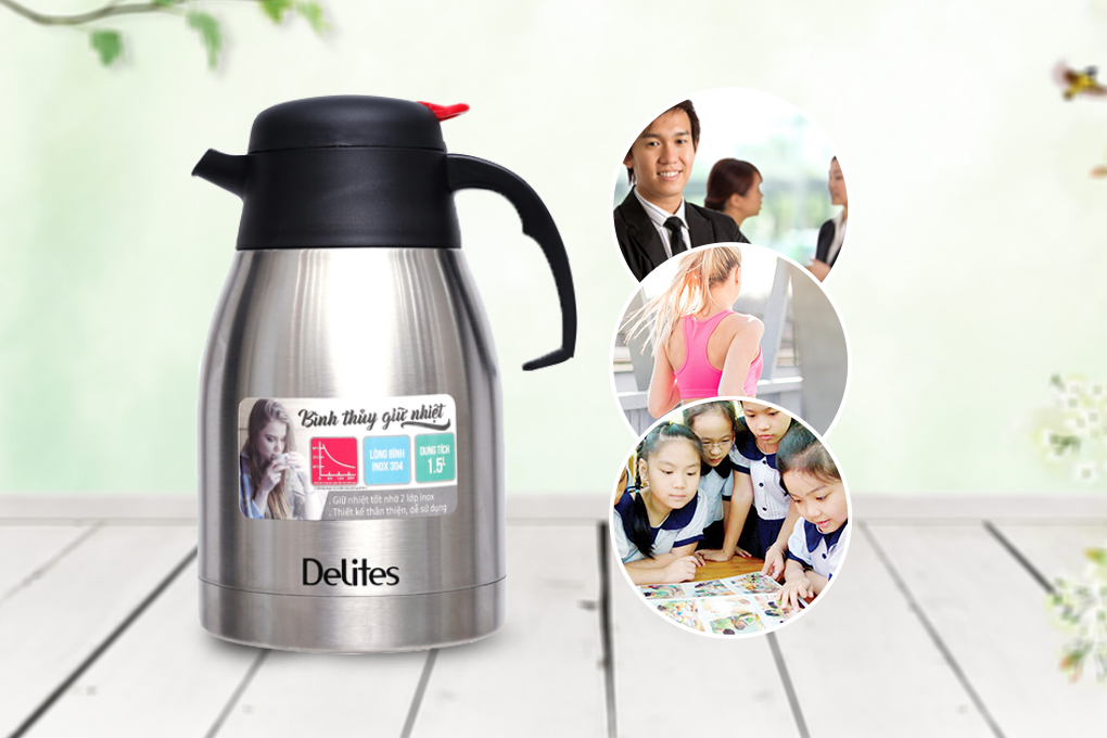 Bình giữ nhiệt inox 1.5 lít Delites QE-1500