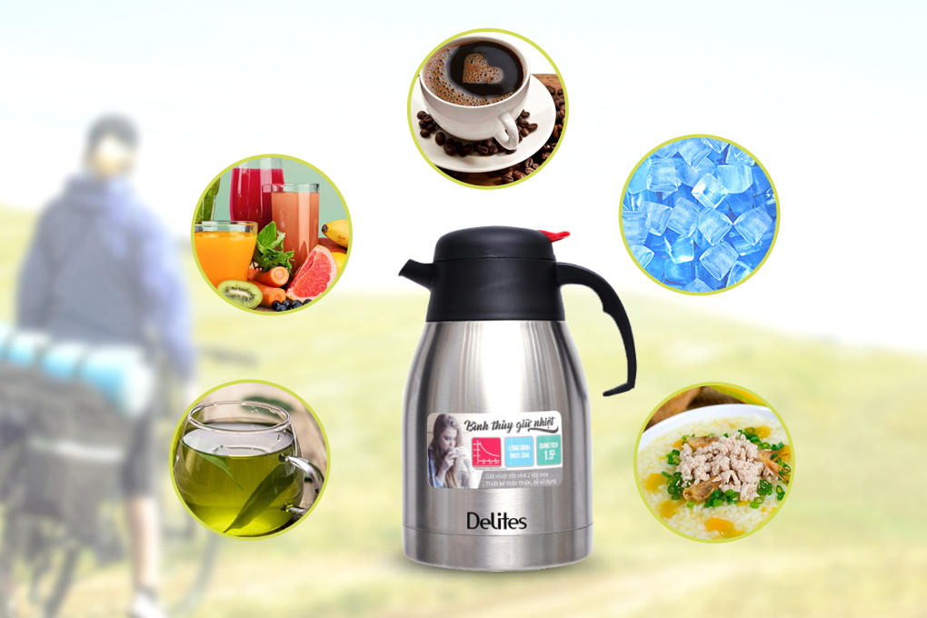Bình giữ nhiệt inox 1.5 lít Delites QE-1500