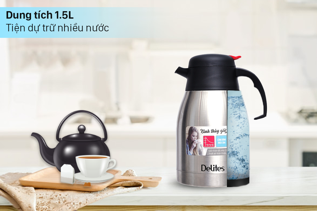 Bình giữ nhiệt inox 1.5 lít Delites QE-1500