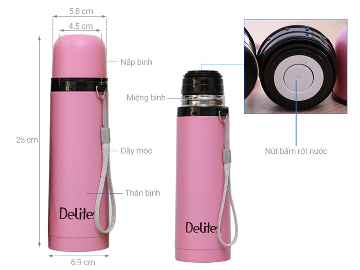 Bình giữ nhiệt inox 500 ml Delites BKB-011-050