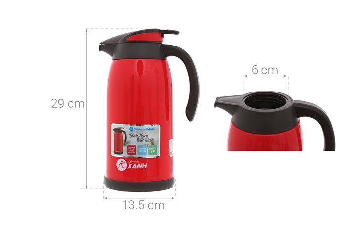 Bình thủy giữ nhiệt 1.3 lít DMX-BT001 Màu Đỏ