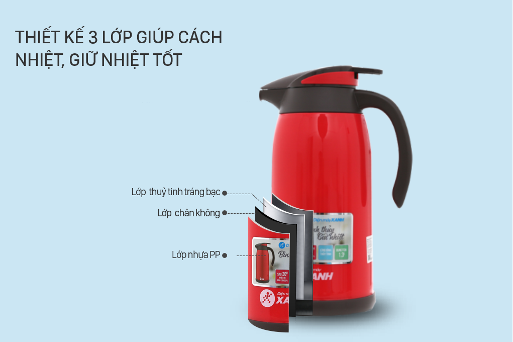 Bình thủy giữ nhiệt inox 1.3 lít DMX-BT001