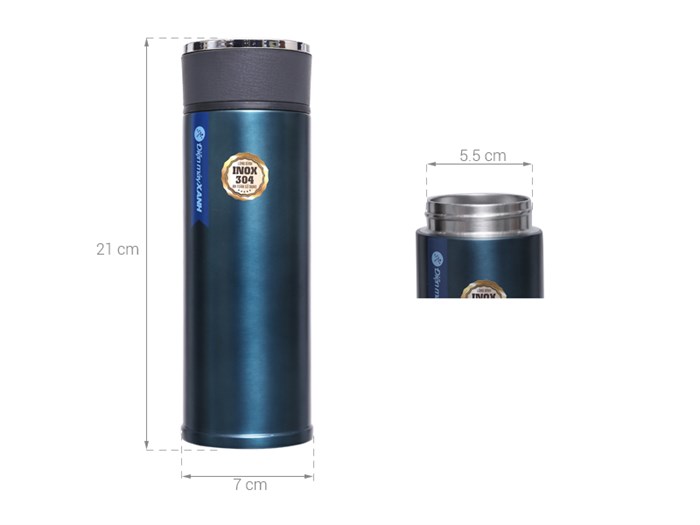 Bình giữ nhiệt inox 480 ml DMX BG007 Màu Xanh