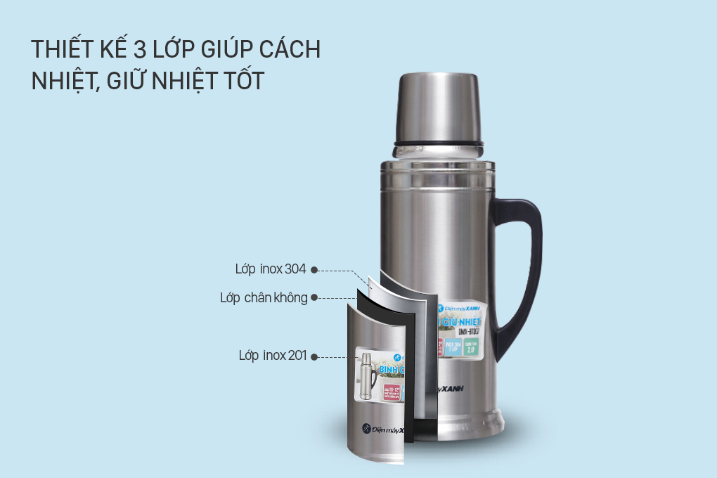 Bình giữ nhiệt inox 2 lít DMX-BT007