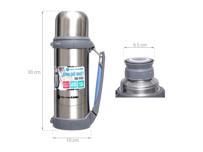 Bình giữ nhiệt inox 1.1 lít DMX-BT009 Màu Bạc