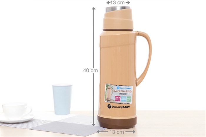 Bình thủy giữ nhiệt nhựa 2 lít DMX-BT011 Màu Nâu