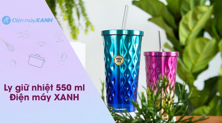 Ly giữ nhiệt inox có ống hút 550 ml DMX TH05094