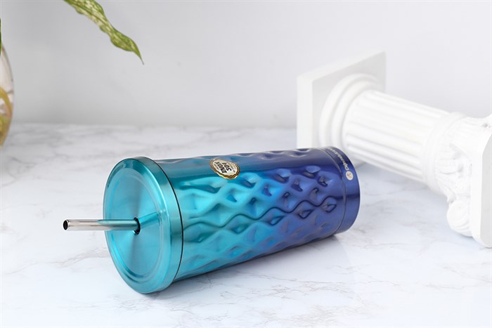 Ly giữ nhiệt inox có ống hút 550 ml DMX TH05094 Màu Xanh Dương