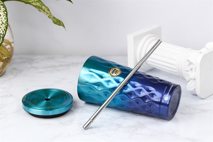 Ly giữ nhiệt inox có ống hút 550 ml DMX TH05094 Màu Xanh Dương