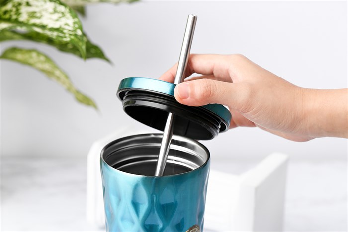 Ly giữ nhiệt inox có ống hút 550 ml DMX TH05094 Màu Xanh Dương