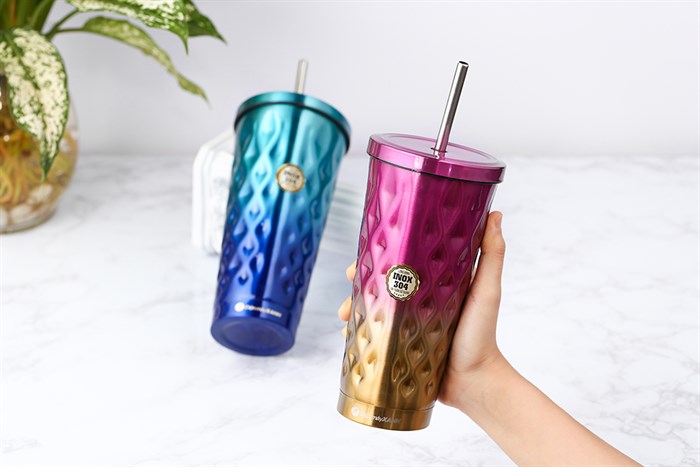 Ly giữ nhiệt inox có ống hút 550 ml DMX TH05094 Màu Hồng
