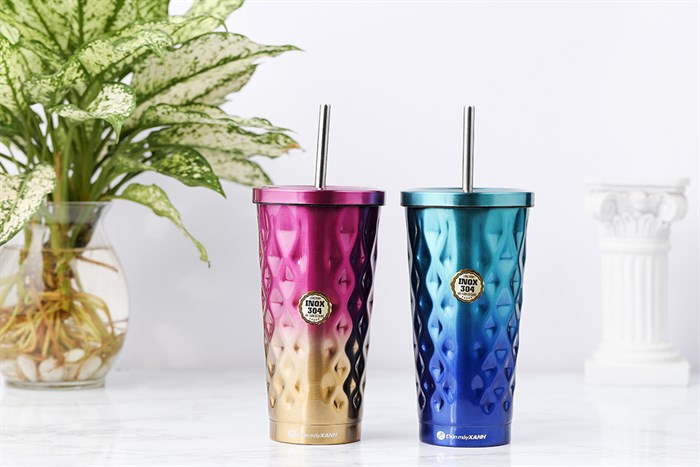 Ly giữ nhiệt inox có ống hút 550 ml DMX TH05094 Màu Hồng