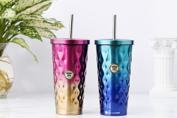 Ly giữ nhiệt inox có ống hút 550 ml DMX TH05094 Màu Xanh Dương