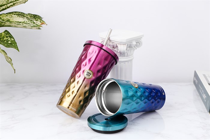 Ly giữ nhiệt inox có ống hút 550 ml DMX TH05094 Màu Hồng