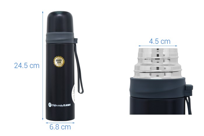 Bình giữ nhiệt inox 500 ml DMX YNQE-3021 Màu Đen