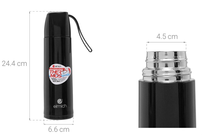 Bình giữ nhiệt inox 500 ml Elmich EL3658 Màu Đen
