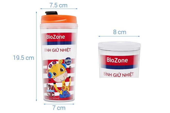 Ly cách nhiệt nhựa 500 ml Biozone SH KB-WA500 Màu Cam