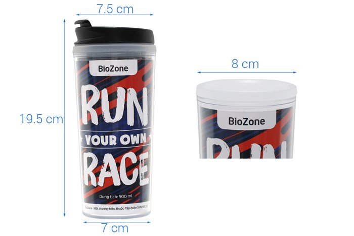 Ly cách nhiệt nhựa 500 ml Biozone SH KB-WA500 Màu Đen