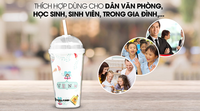 Ly nhựa cách nhiệt có ống hút 500 ml DMX KS QC09