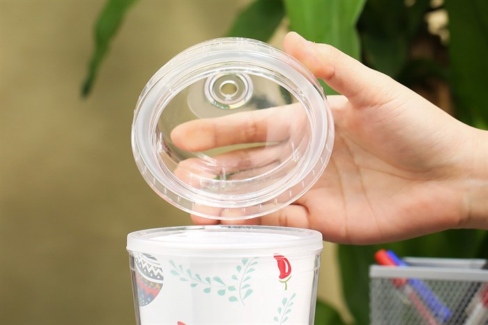 Ly nhựa cách nhiệt có ống hút 500 ml DMX KS QC09 Màu Trắng