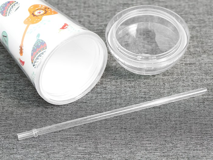 Ly nhựa cách nhiệt có ống hút 500 ml DMX KS QC09 Màu Trắng