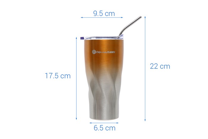 Ly giữ nhiệt inox có ống hút 550 ml DMX KS K550Y27 Màu Cam