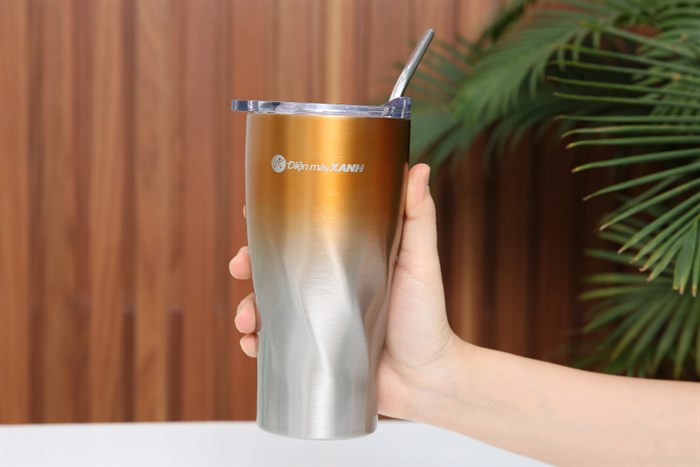 Ly giữ nhiệt inox có ống hút 550 ml DMX KS K550Y27 Màu Cam