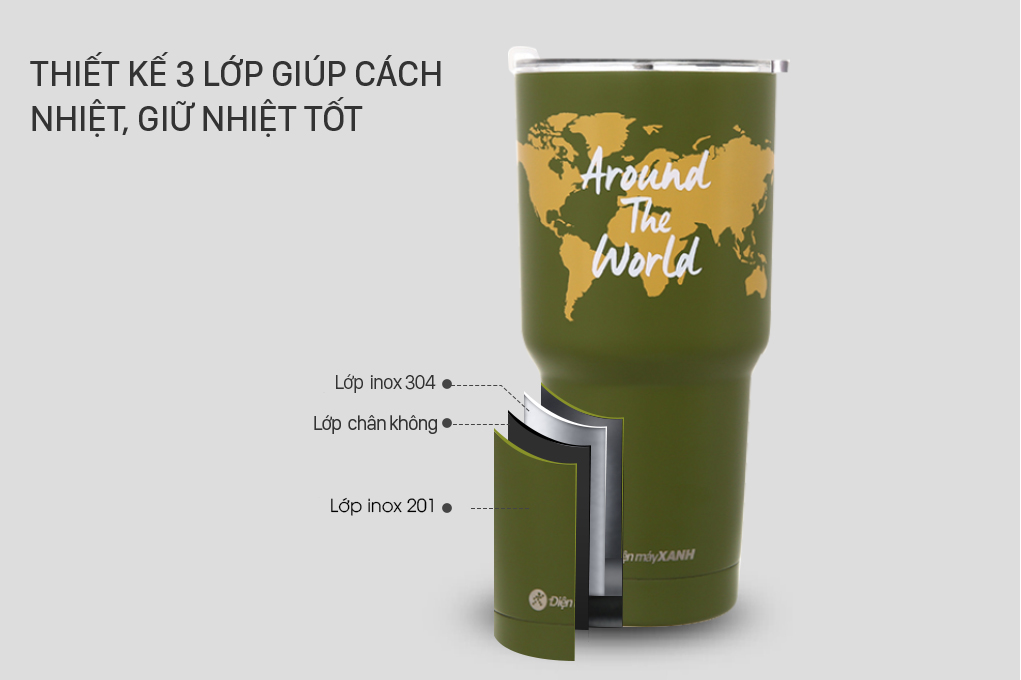 Ly giữ nhiệt inox có túi xách 850 ml DMX KS K850Y25