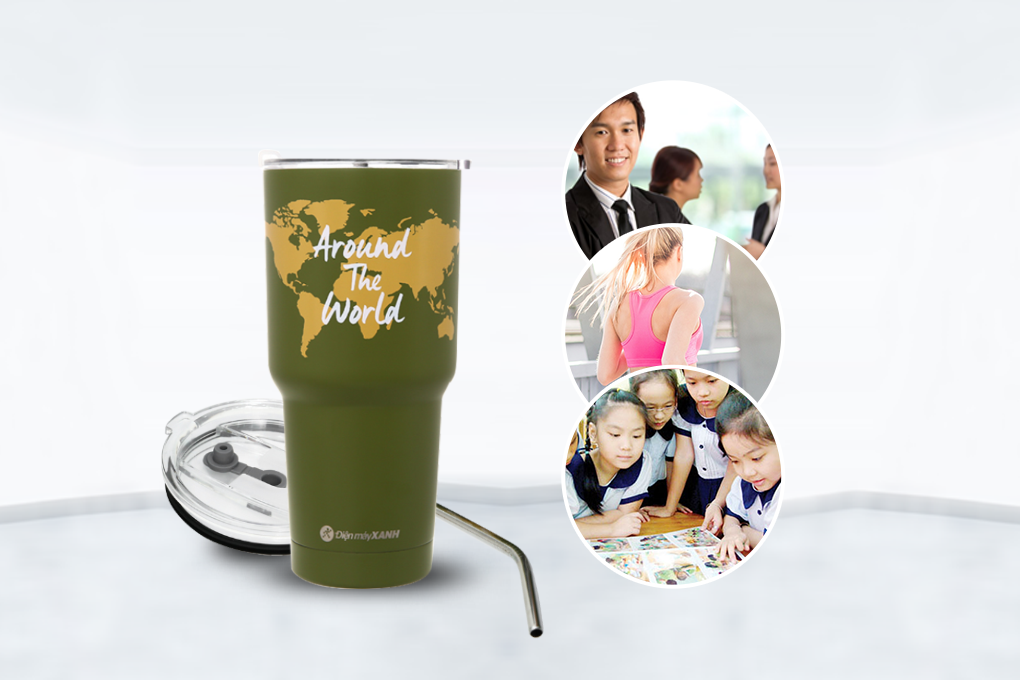 Ly giữ nhiệt inox có túi xách 850 ml DMX KS K850Y25