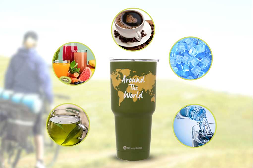 Ly giữ nhiệt inox có túi xách 850 ml DMX KS K850Y25