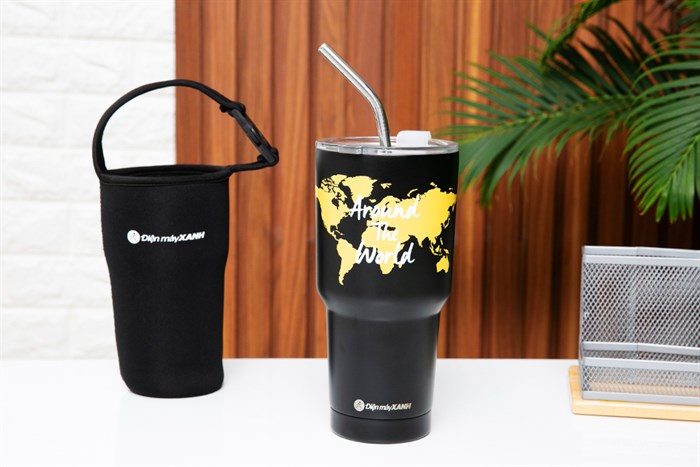 Ly giữ nhiệt inox có túi xách 850 ml DMX KS K850Y25 Màu Đen