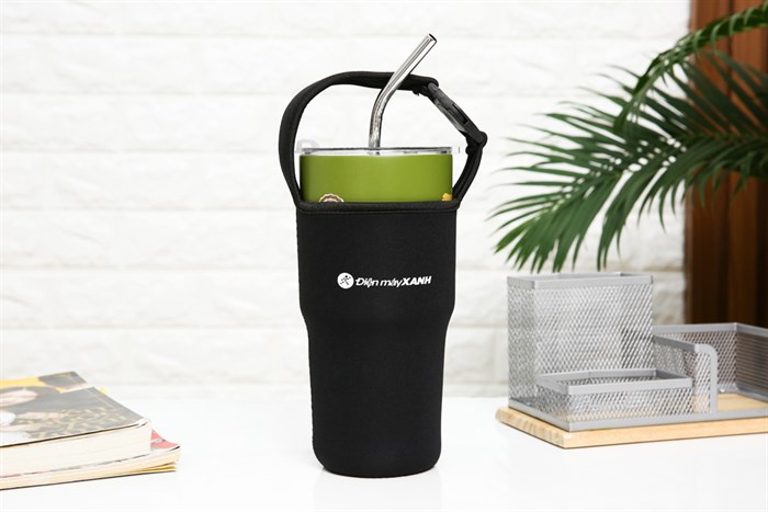 Ly giữ nhiệt inox có túi xách 850 ml DMX KS K850Y25 Màu Xanh rêu