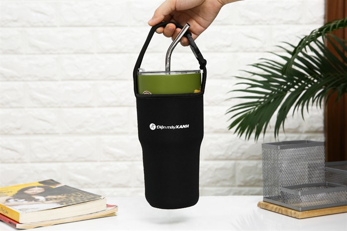 Ly giữ nhiệt inox có túi xách 850 ml DMX KS K850Y25 Màu Xanh rêu