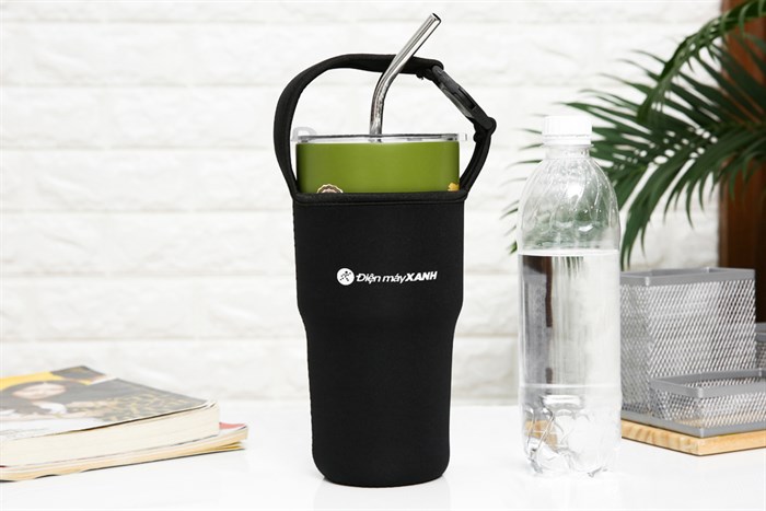 Ly giữ nhiệt inox có túi xách 850 ml DMX KS K850Y25 Màu Xanh rêu