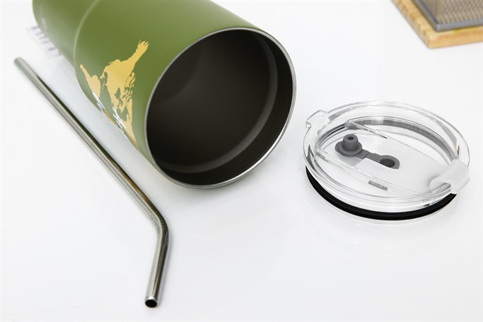 Ly giữ nhiệt inox có túi xách 850 ml DMX KS K850Y25 Màu Xanh rêu