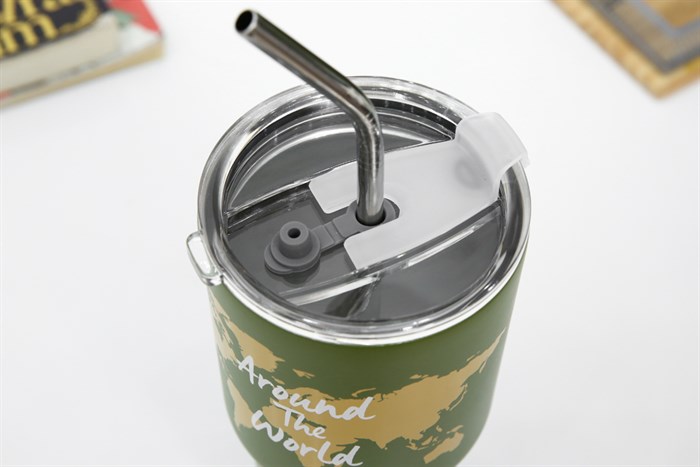 Ly giữ nhiệt inox có túi xách 850 ml DMX KS K850Y25 Màu Xanh rêu