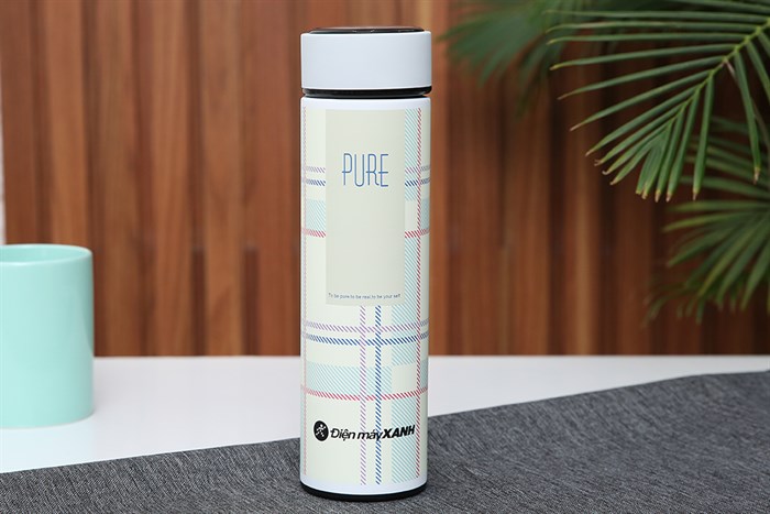 Bình giữ nhiệt inox 420 ml DMX KS K550B37 Caro trắng Màu Trắng - Xanh lá