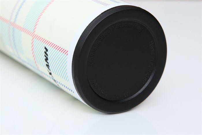 Bình giữ nhiệt inox 420 ml DMX KS K550B37 Caro trắng Màu Trắng - Xanh lá