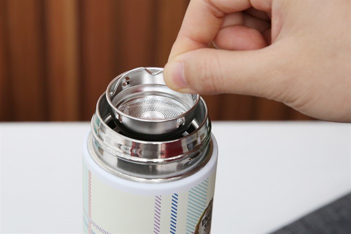 Bình giữ nhiệt inox 420 ml DMX KS K550B37 Caro trắng Màu Trắng - Xanh lá