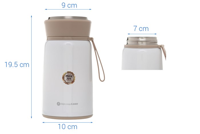 Bình đựng thức ăn giữ nhiệt inox 800 ml DMX FH25 Màu Trắng