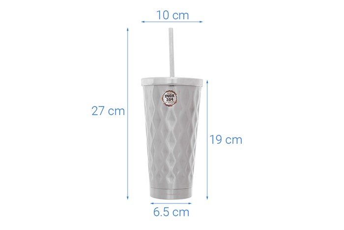 Ly giữ nhiệt inox có ống hút 500 ml DMX KS K500Y15 Màu Bạc