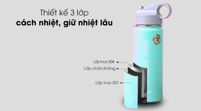 Bình giữ nhiệt inox 530 ml Delites Y1