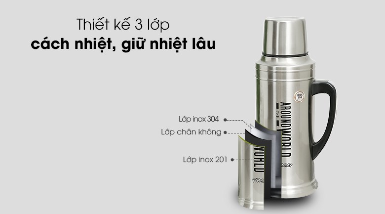 Bình giữ nhiệt inox 2000 ml Hommy BT007