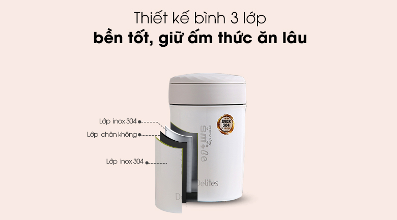 Bình thức ăn giữ nhiệt 650 ml Delites FH27