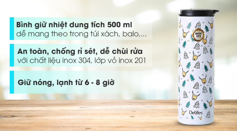 Bình giữ nhiệt inox 500 ml Delites KS K500SS23