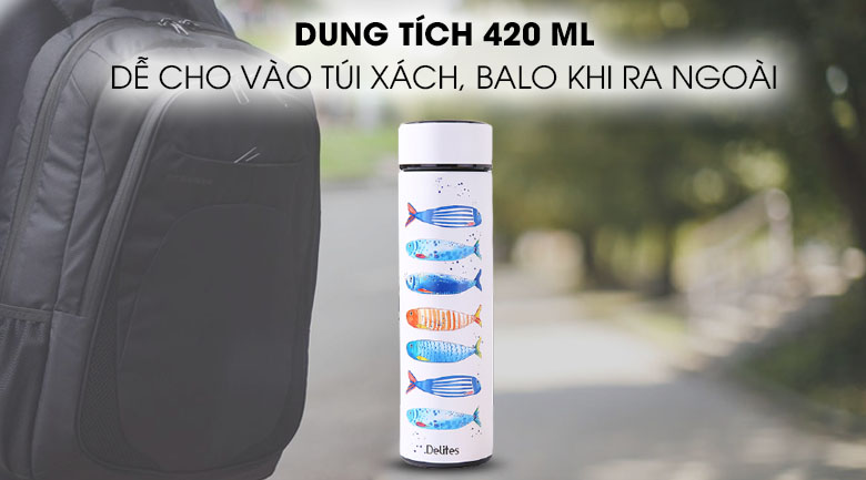 Bình giữ nhiệt inox 420 ml Delites KS K550B37 hình cá