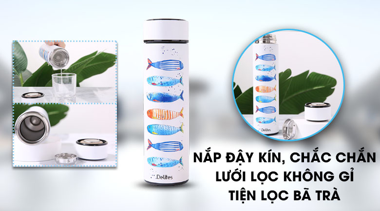 Bình giữ nhiệt inox 420 ml Delites KS K550B37 hình cá
