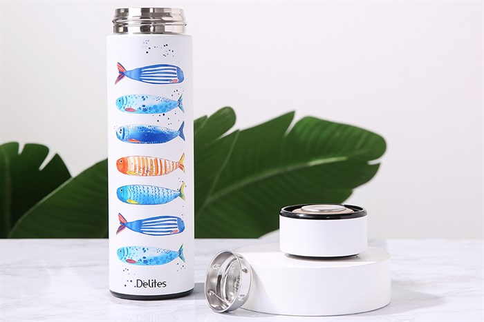 Bình giữ nhiệt inox 420 ml Delites KS K550B37 hình cá Màu Trắng