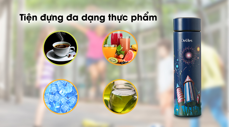 Bình giữ nhiệt inox 420 ml Delites KS K550B37 pháo bông