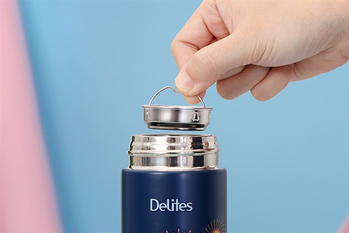 Bình giữ nhiệt inox 420 ml Delites KS K550B37 pháo bông Màu Xanh đen